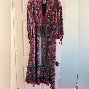 Farm Rio, teal seashell maxi dress